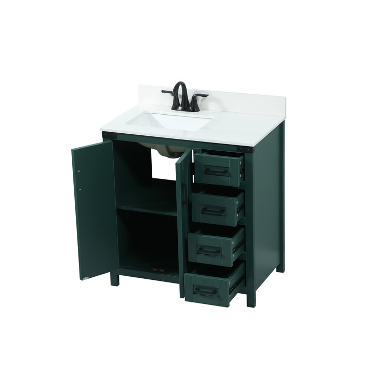 Slayton 32'' Green Oak Freestanding Single Bathroom Vanity