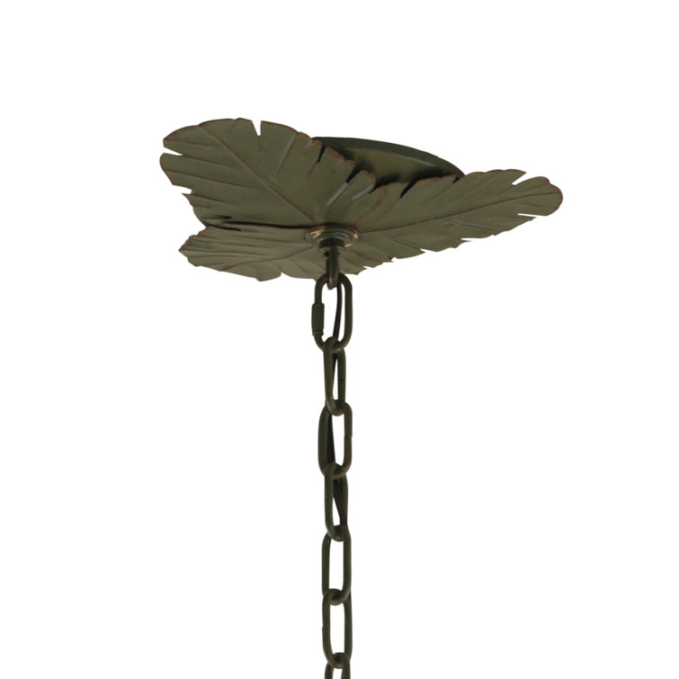 Natural Green Banana Leaf 9-Light Tiered Chandelier