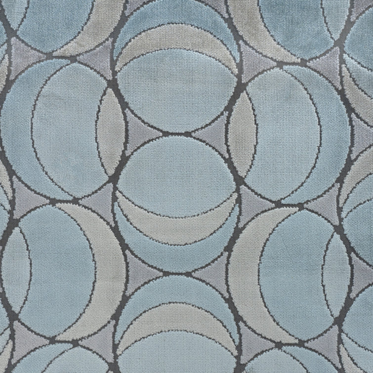 Iceberg Blue Geometric Velvet Upholstery Fabric