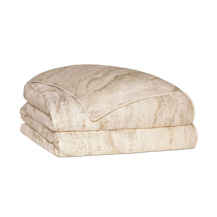Twin Beige and White Microfiber Duvet Cover Set with Accent Pillows