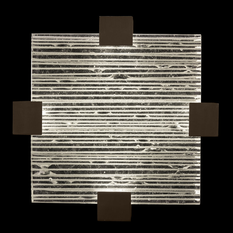Terra Modern Bronze LED Indoor/Outdoor Flush Mount with Rake Cast Glass
