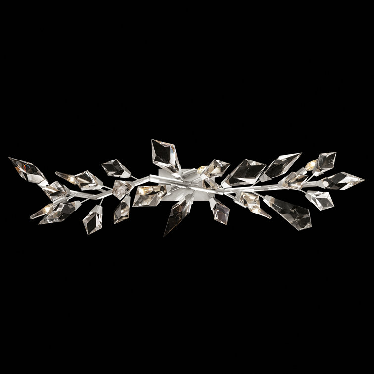 Silver 48" Crystal Leaf 6-Light Bath Bar