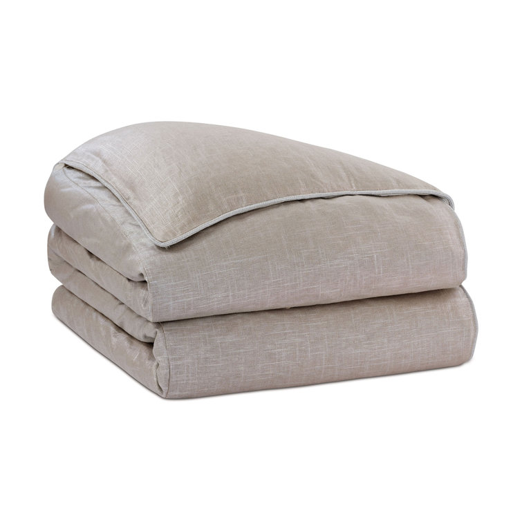 California King Beige Cotton Duvet Cover Set with Shams