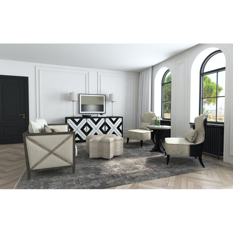 Sanctuary Noir et Blanc 80-inch Black Entertainment Console with Glass Accents