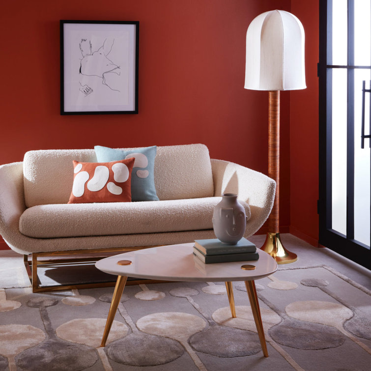 Olympus Oatmeal Velvet Round Arm 2-Seater Settee