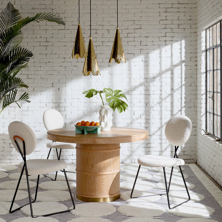 Brussels Reclaimed Oak & Brass Round Extendable Dining Table