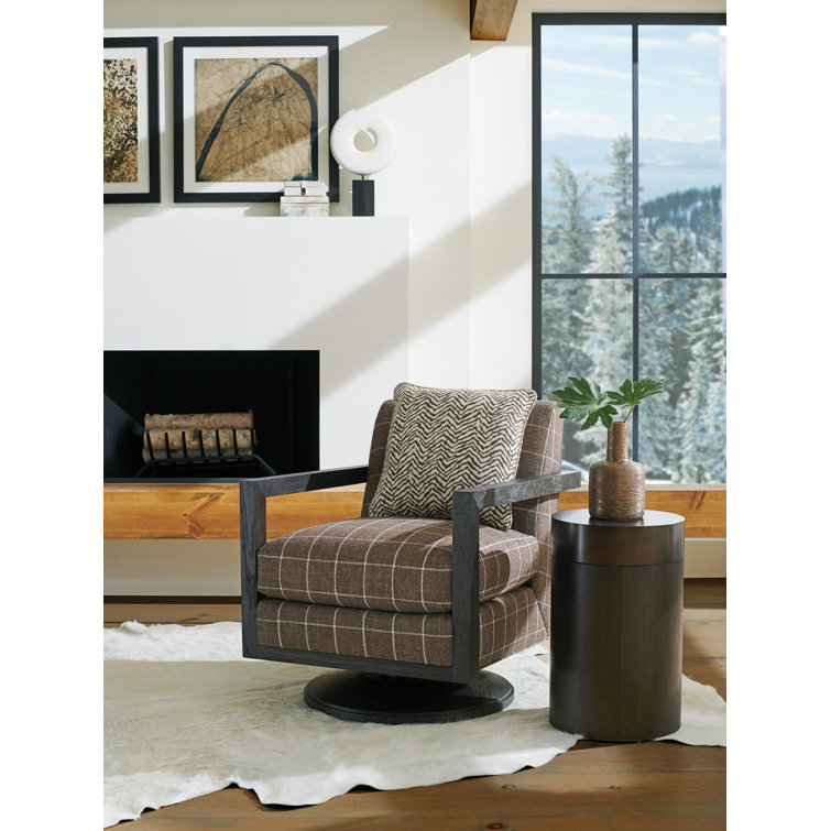 14" Brown Wood and Metal Round Side Table