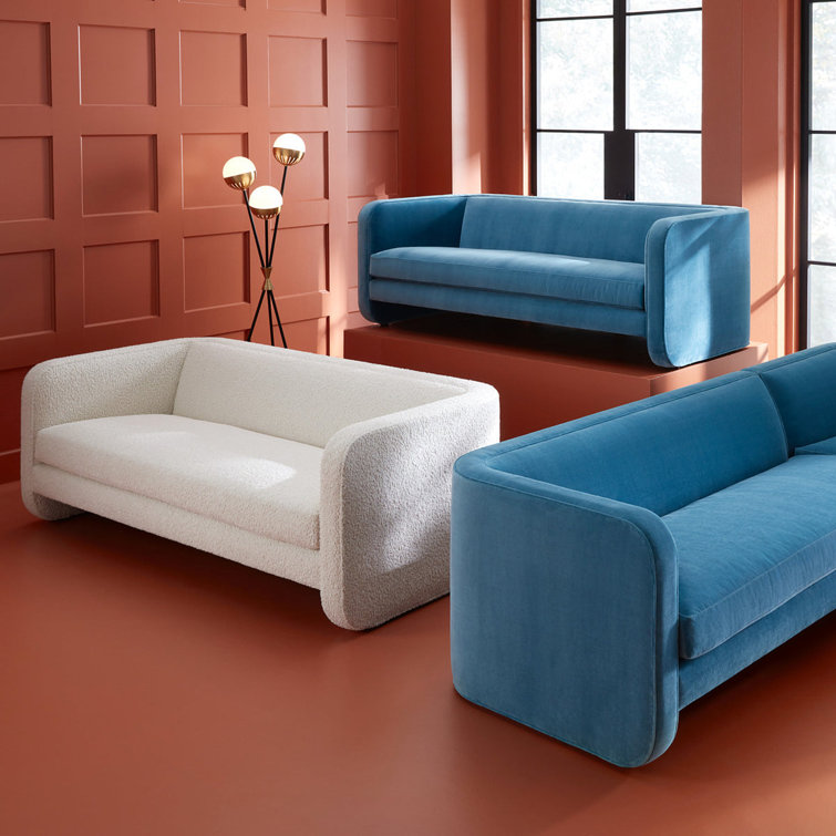 Venice Azure Velvet Tight Back Standard Sofa