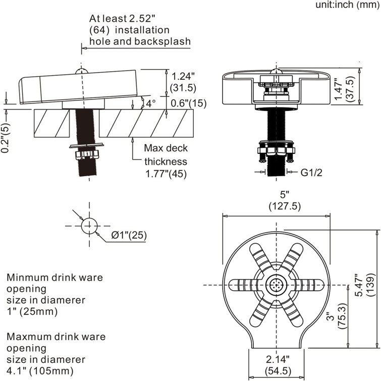 Brushed Nickel Stainless Steel Glass Rinser with Silicone Blade
