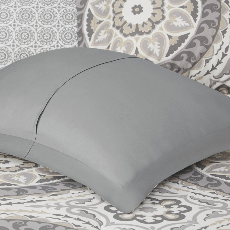 Taupe Twin Microfiber 7-Piece Comforter Set with Medallion Pattern
