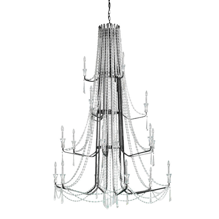 Barcelona Onyx Finish 18-Light Classic Crystal Chandelier