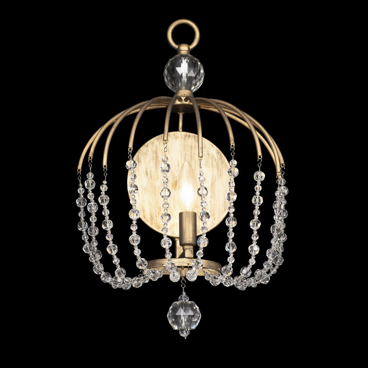 Havana Gold Crystal Parasol Frame 17" Dimmable Wall Sconce
