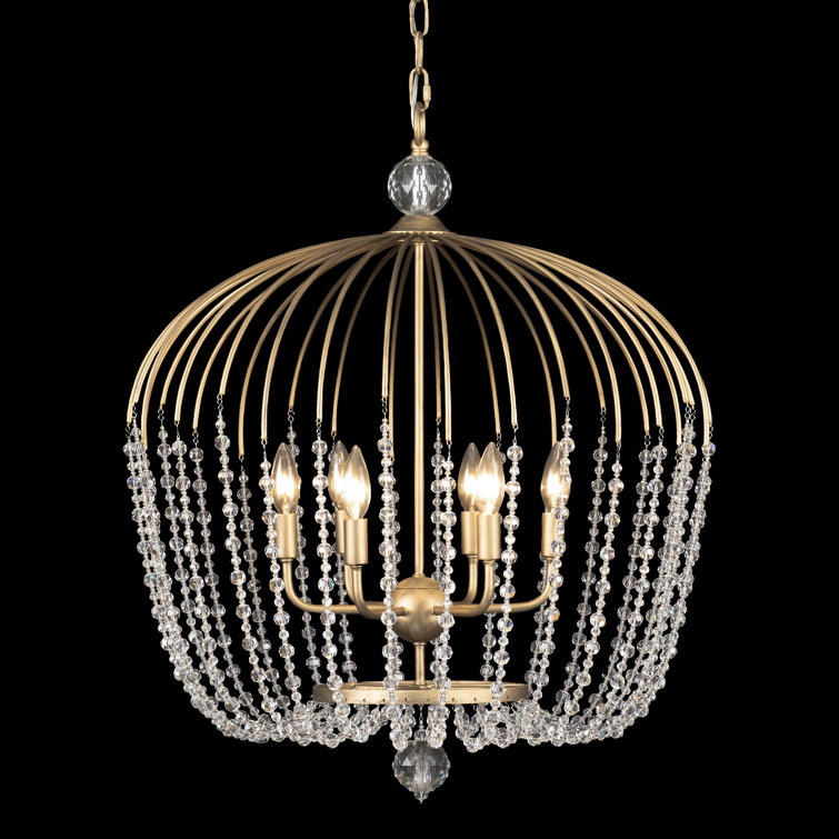 Voliere Crystal & Gold 6-Light Pendant in Havana Gold Finish