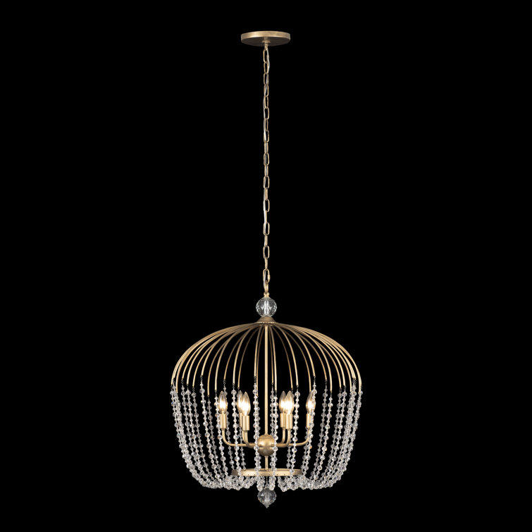 Voliere Crystal & Gold 6-Light Pendant in Havana Gold Finish