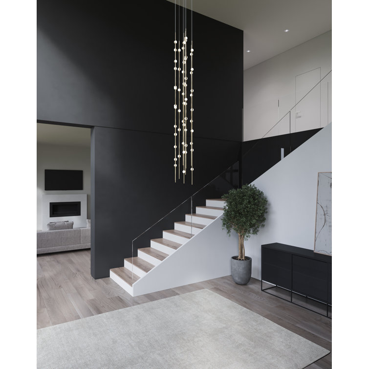 Constellation Andromeda Satin Nickel 34" LED Pendant with Crystal Accents