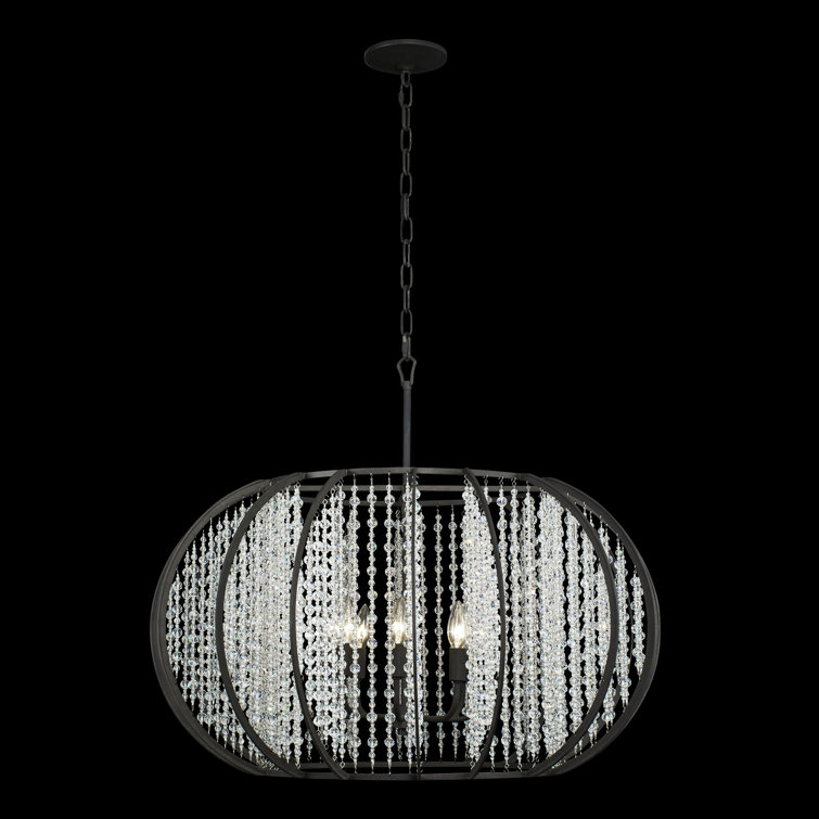 Caesar Black Crystal 8-Light Pendant Chandelier