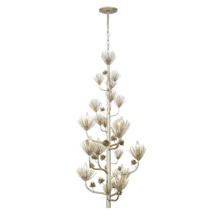 Zen Gold Hand-Forged 9-Light Tiered Chandelier