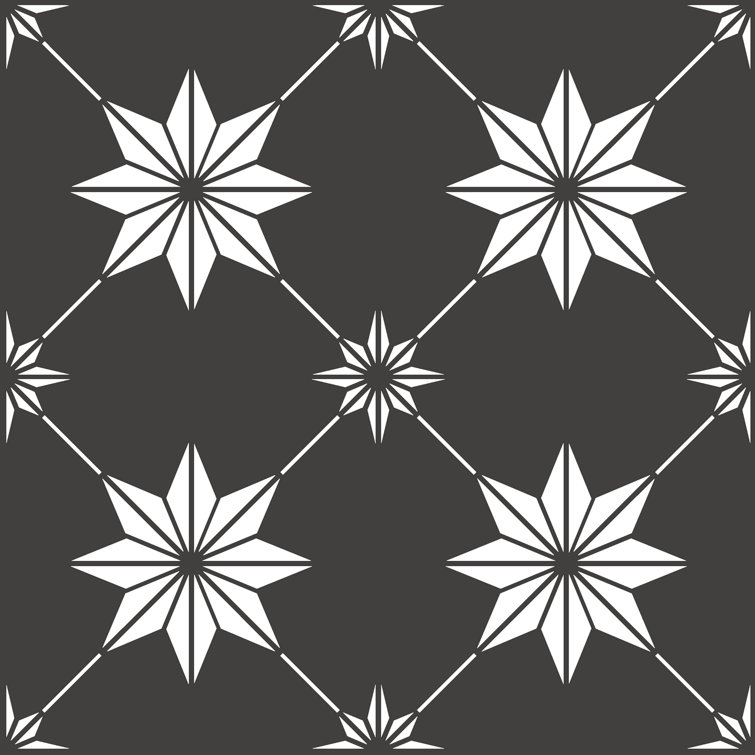 Rigel Black and White Star Peel and Stick Floor Tiles