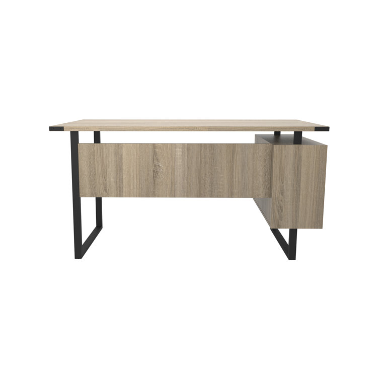 Sand Dune Rectangular Office Desk with Metal Legs and Drawers