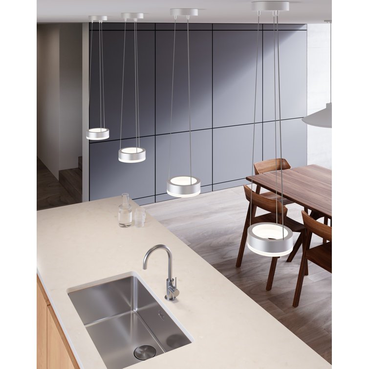 Corona Circular 6" LED Pendant Light in Bright Satin Aluminum