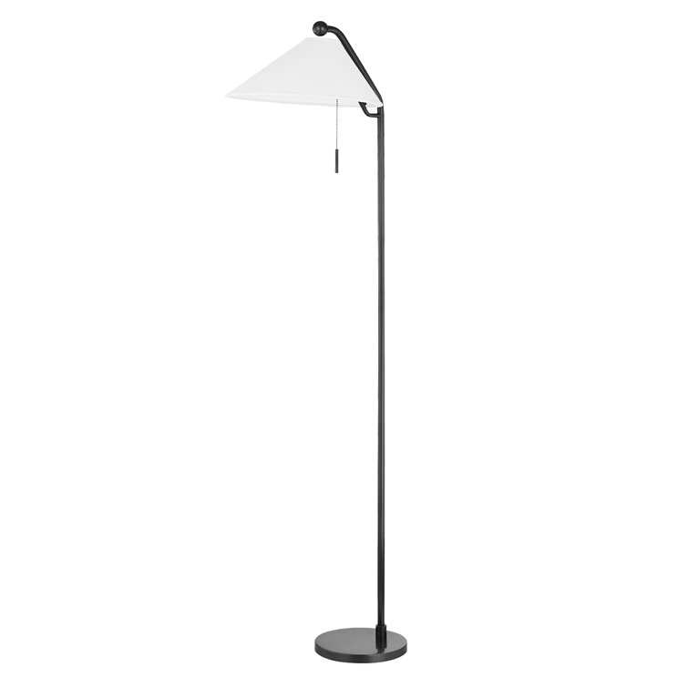 Old Bronze Floor Lamp with Belgian Linen Shade