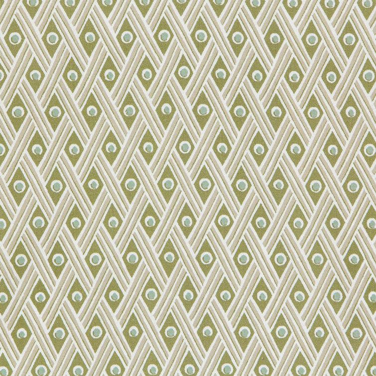 Green Linen Upholstery Fabric with 6" x 6" Repeat