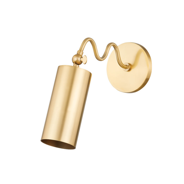 Elegant Aged Brass Cylinder Sconce with Adjustable Shade
