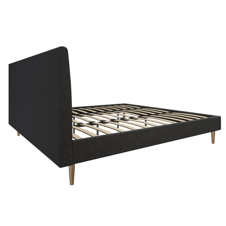Serene Luxe King-Size Dark Gray Linen Upholstered Bed with Tufted Headboard