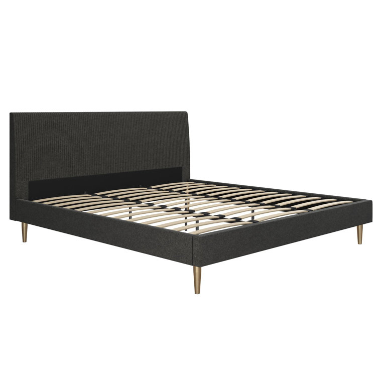 Serene Luxe King-Size Dark Gray Linen Upholstered Bed with Tufted Headboard