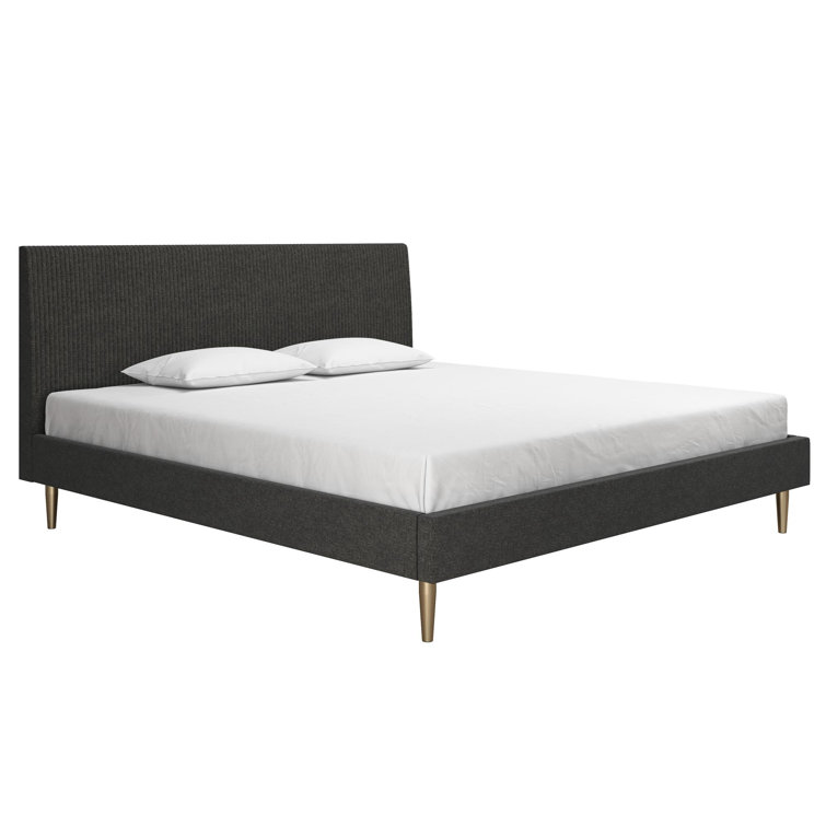 Serene Luxe King-Size Dark Gray Linen Upholstered Bed with Tufted Headboard