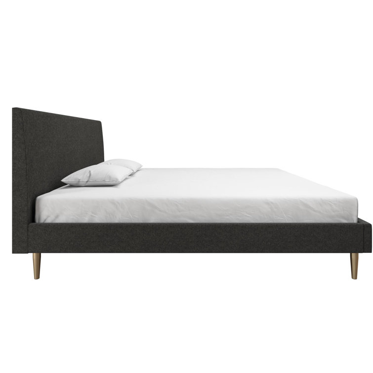Serene Luxe King-Size Dark Gray Linen Upholstered Bed with Tufted Headboard