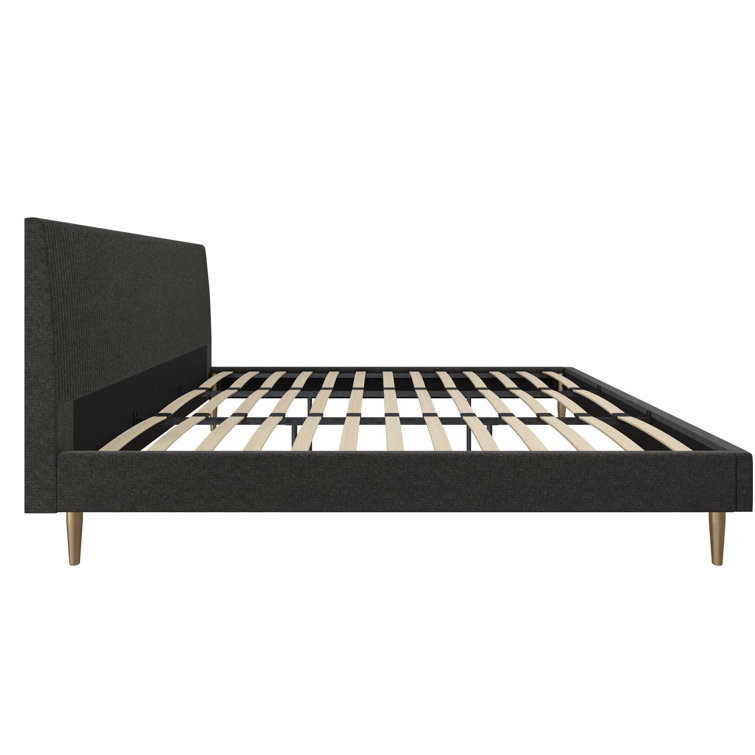 Serene Luxe King-Size Dark Gray Linen Upholstered Bed with Tufted Headboard