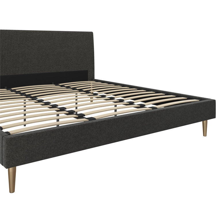 Serene Luxe King-Size Dark Gray Linen Upholstered Bed with Tufted Headboard
