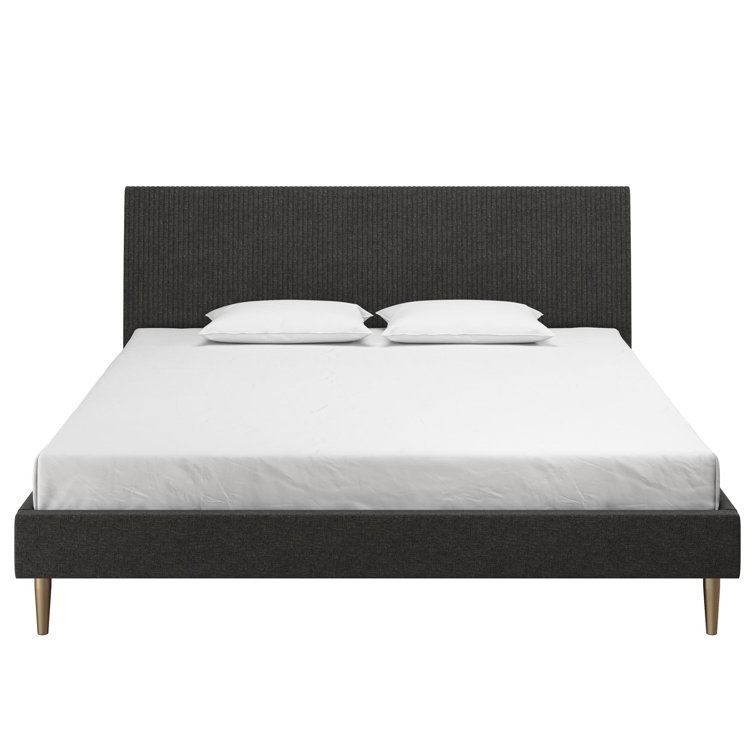 Serene Luxe King-Size Dark Gray Linen Upholstered Bed with Tufted Headboard