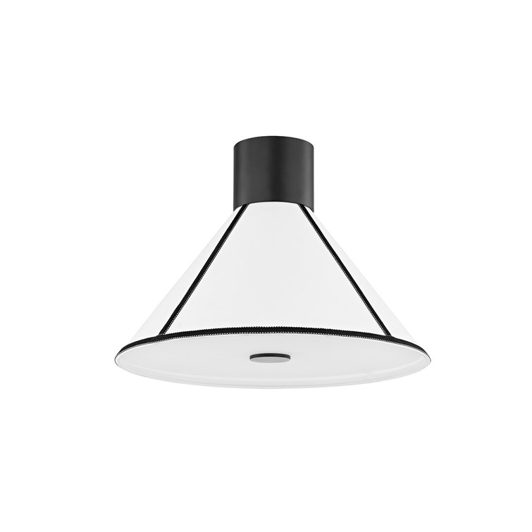 Forrest Soft Black and White Linen LED Semi Flush Light