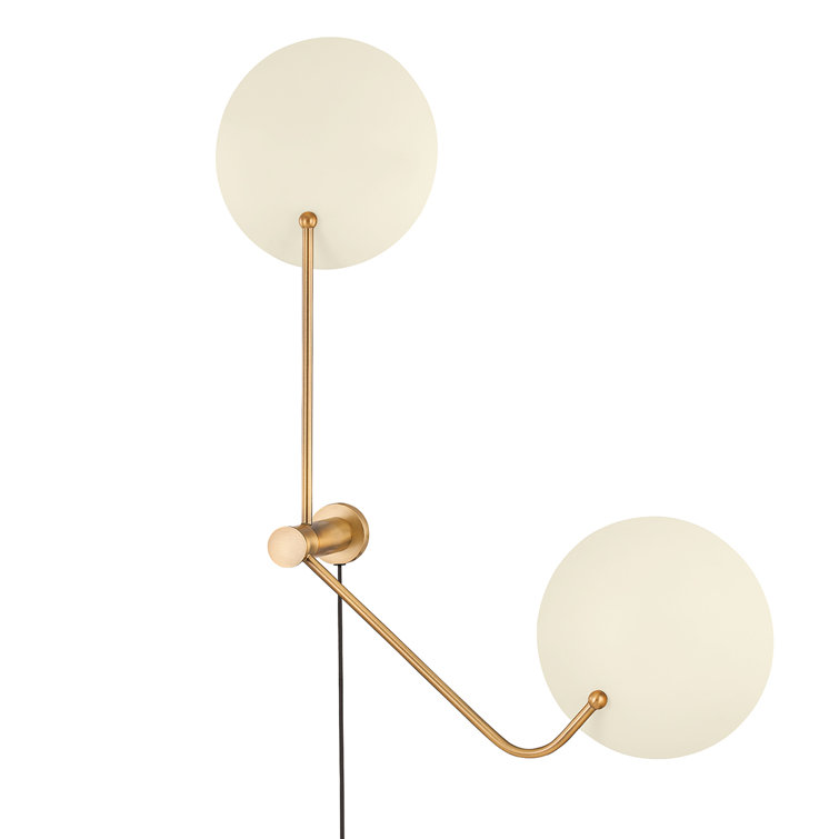 Sereno Patina Brass 2-Light Dimmable Sconce with Soft Sand Shade