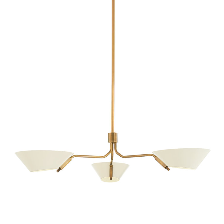 Patina Brass and Soft Sand 3-Light Chandelier