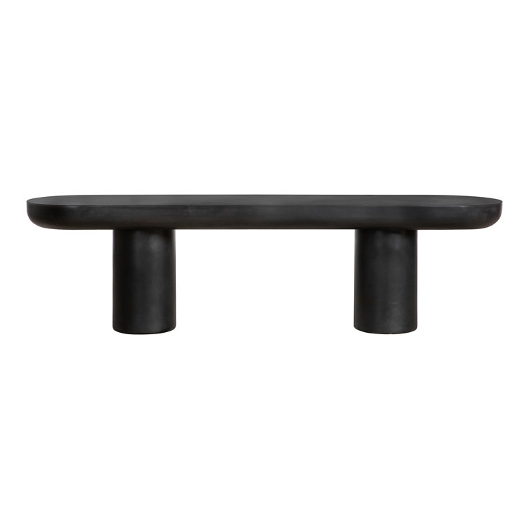 Rocca 68'' Black Cement and Metal Contemporary Bench