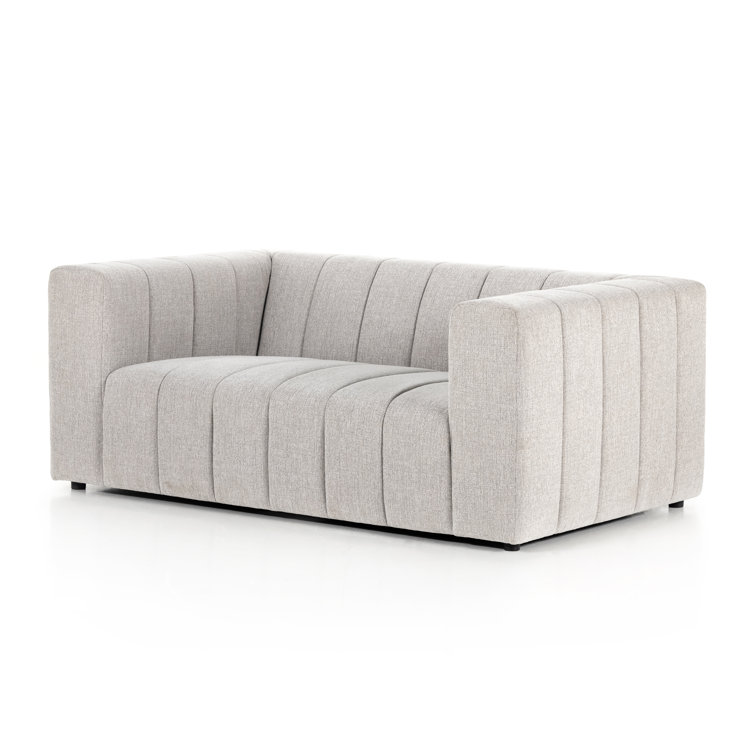 Langham 71'' Gray Tufted Linen Sofa with Wood Frame