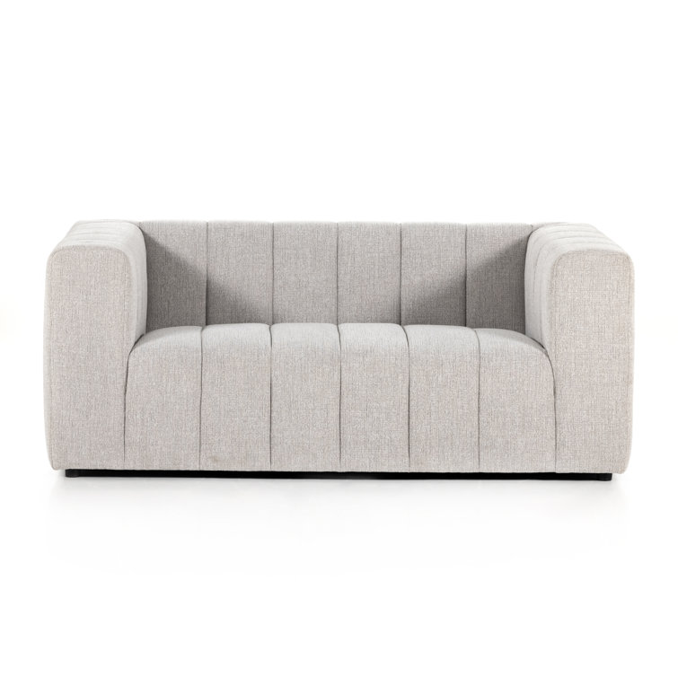 Langham 71'' Gray Tufted Linen Sofa with Wood Frame