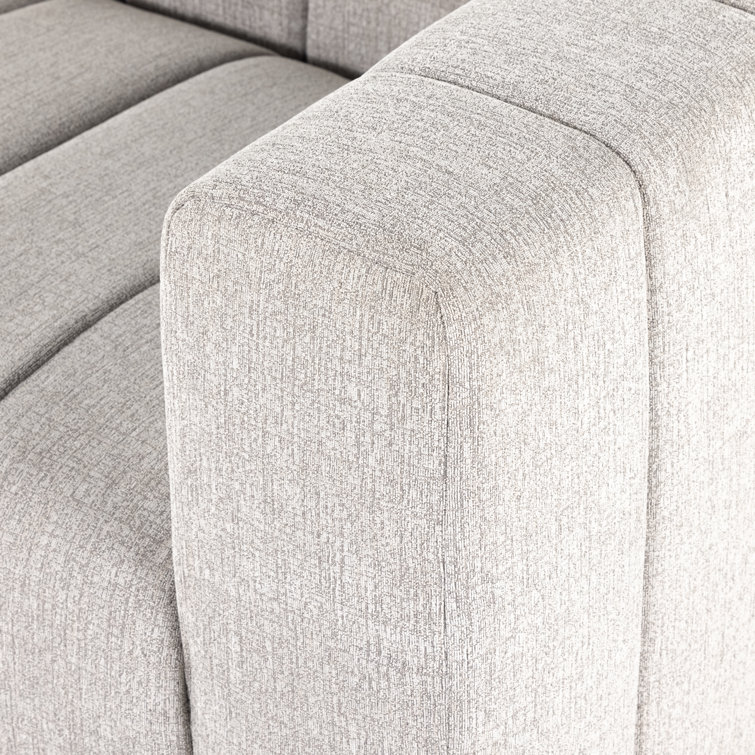 Langham 71'' Gray Tufted Linen Sofa with Wood Frame