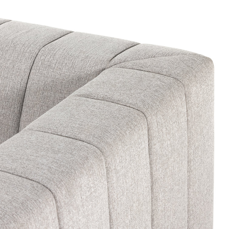 Langham 71'' Gray Tufted Linen Sofa with Wood Frame