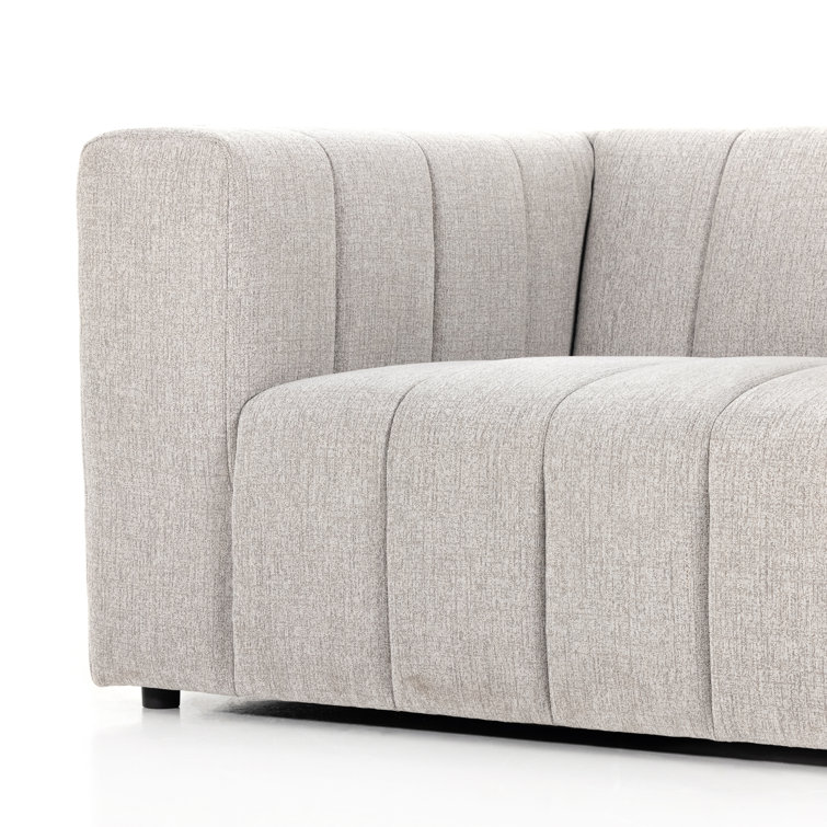 Langham 71'' Gray Tufted Linen Sofa with Wood Frame