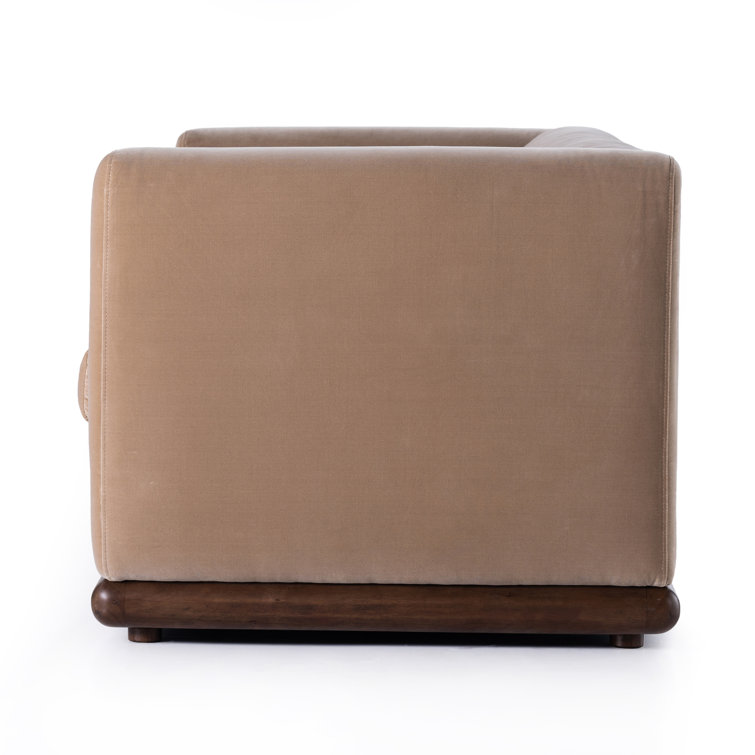 Surrey Taupe Velvet Stationary Sofa with Parawood Base