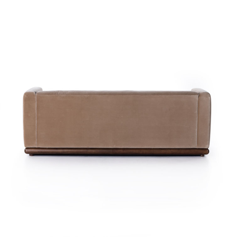 Surrey Taupe Velvet Stationary Sofa with Parawood Base