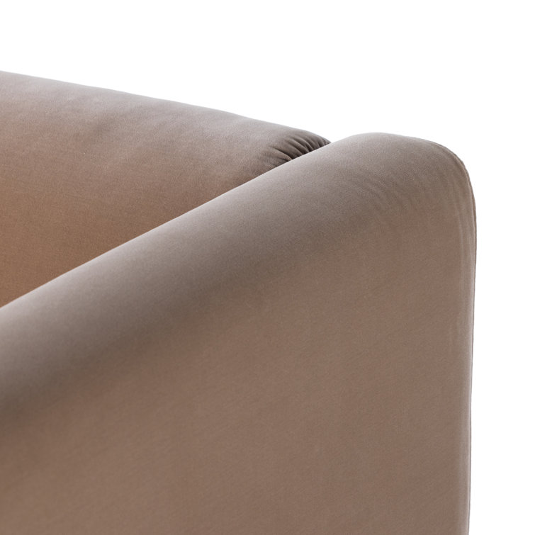 Surrey Taupe Velvet Stationary Sofa with Parawood Base