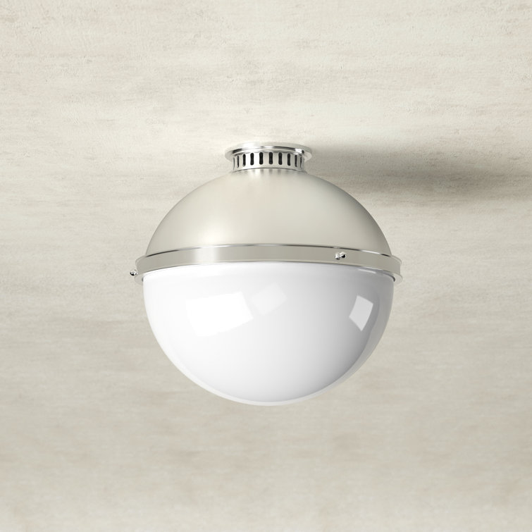 Polished Nickel Glass Globe Semi Flush Mount Light