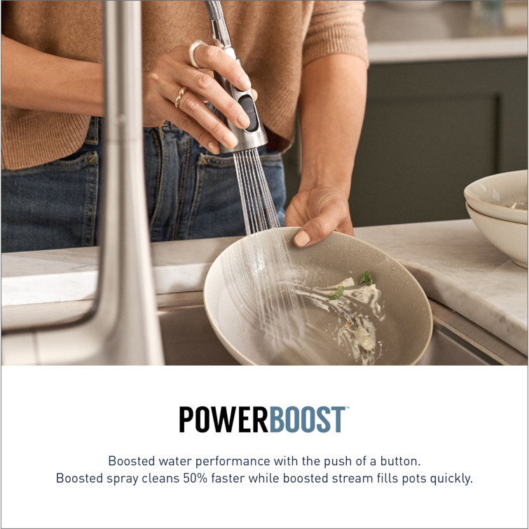 Chrome Smart Touchless Single Handle Kitchen Faucet with Pull-out Spray