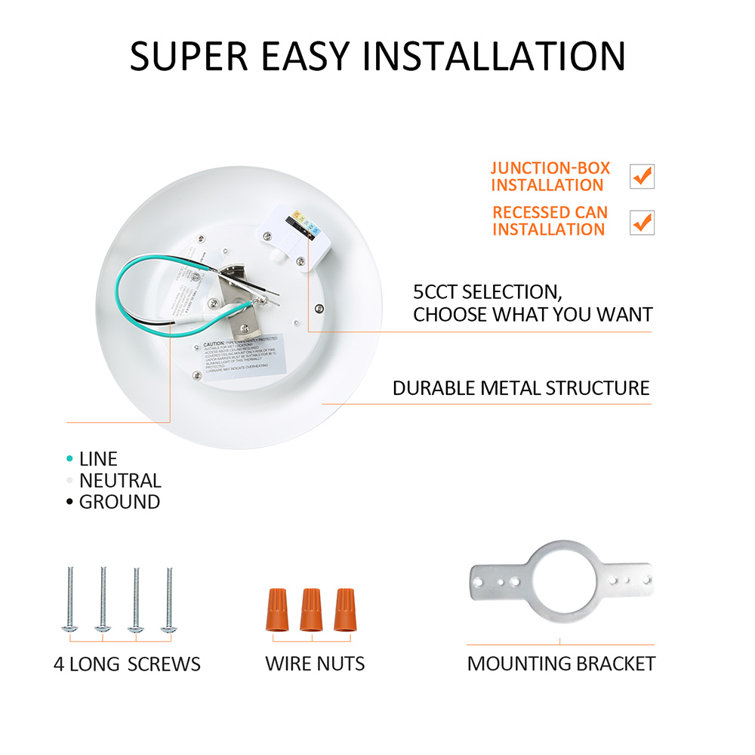 13" Selectable CCT New Construction LED Recessed Lighting Kit
