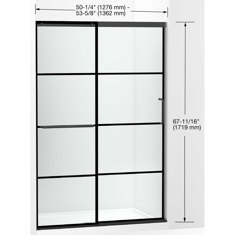 Matte Black Frameless Frosted Glass Sliding Shower Door